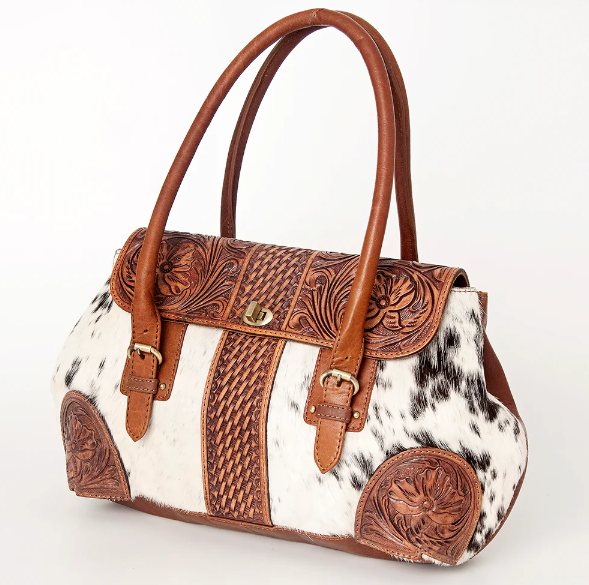 Cowhide Basket Purse