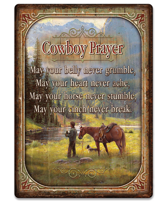 Cowboy Prayer Tin Sign