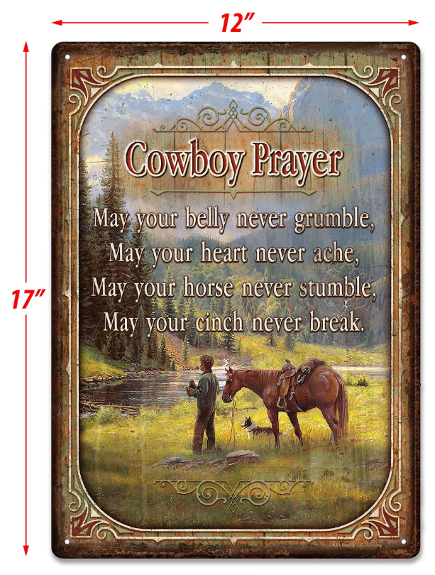 Cowboy Prayer Tin Sign