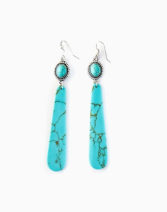 4" Turquoise Slab Earring