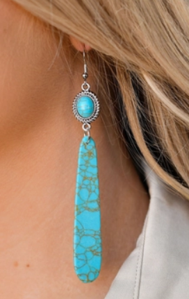 4" Turquoise Slab Earring