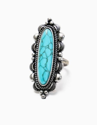 Adjustable Elongated Turquoise Ring