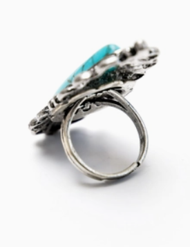 Adjustable Elongated Turquoise Ring