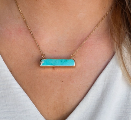 Dainty Gold Necklace with Turquoise Bar