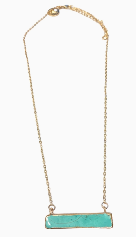 Dainty Gold Necklace with Turquoise Bar