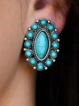 Elongated Turquoise Post Earring