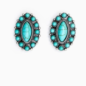 Elongated Turquoise Post Earring