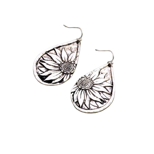 Teardrop Sunflower Earrings